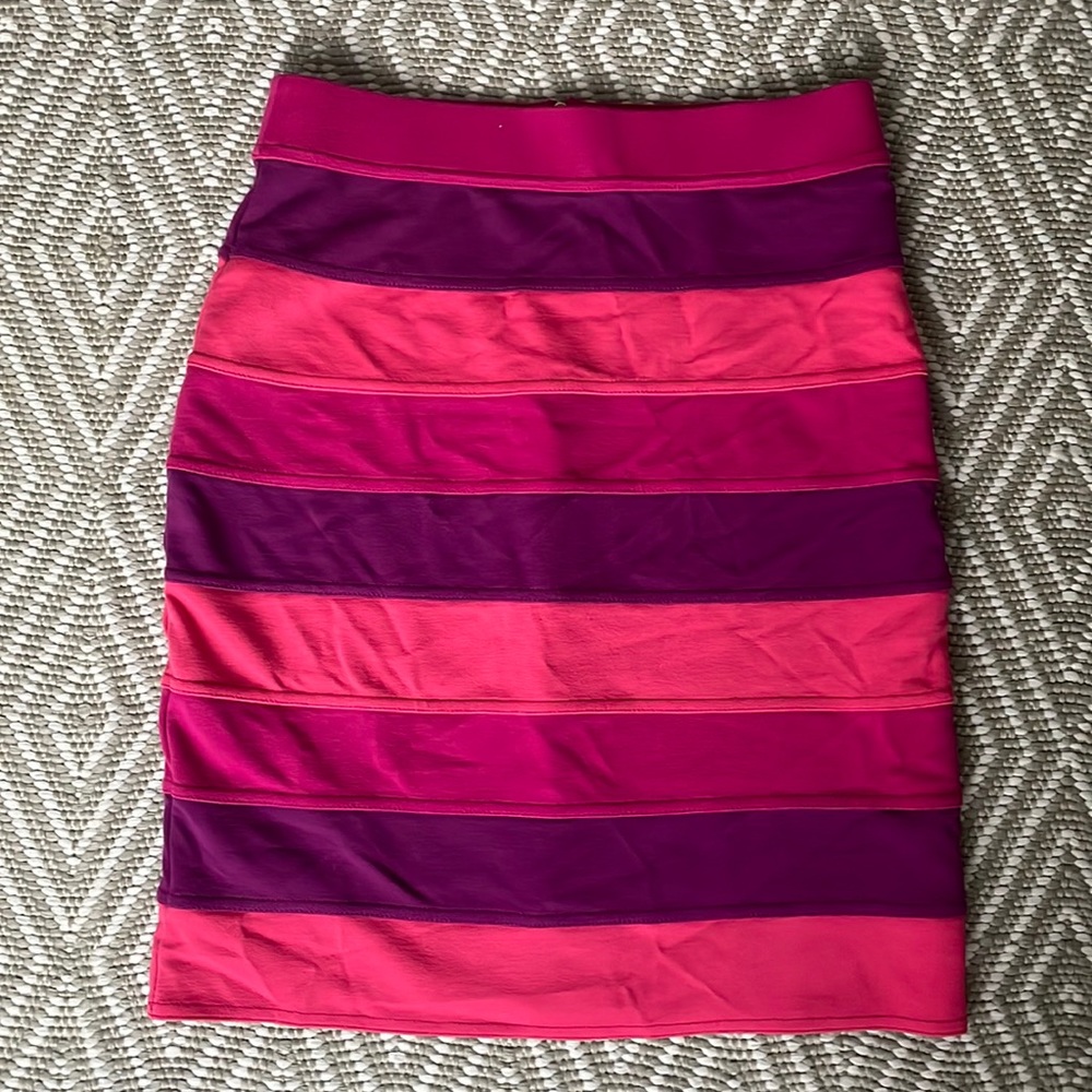 LILLY PULITZER CHEYENNE PINK PURPLE STRIPED PENCIL SOFT SKIRT WOMENS SIZE XS